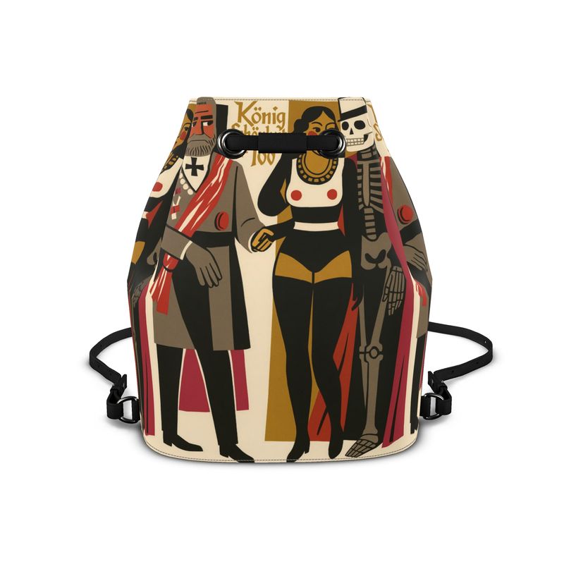 Leather Bucket Backpack Drawstring Travel Daypack – Beauty Power Death