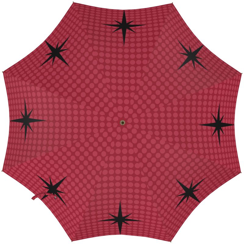 Black Medieval Atomic Star Pink Dotted Umbrella