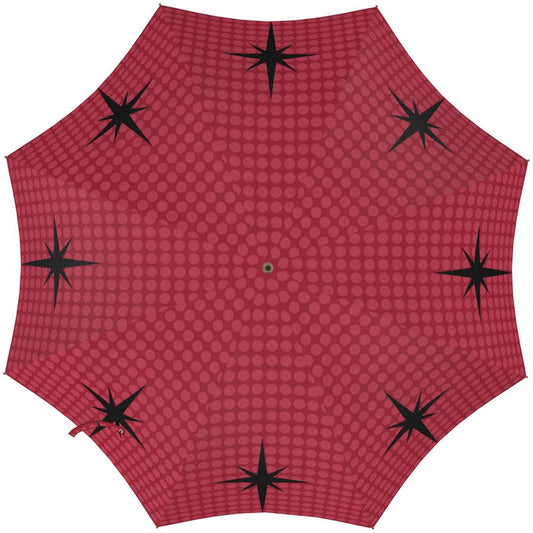 Black Medieval Atomic Star Pink Dotted Umbrella