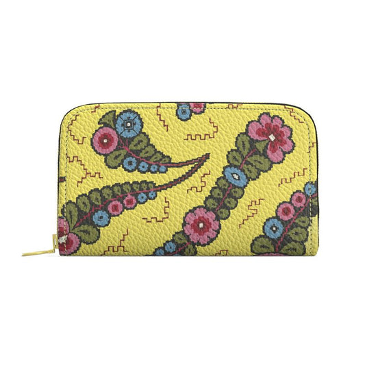 Golden Relic Leather Zip Wallet Embroidered Floral Edition