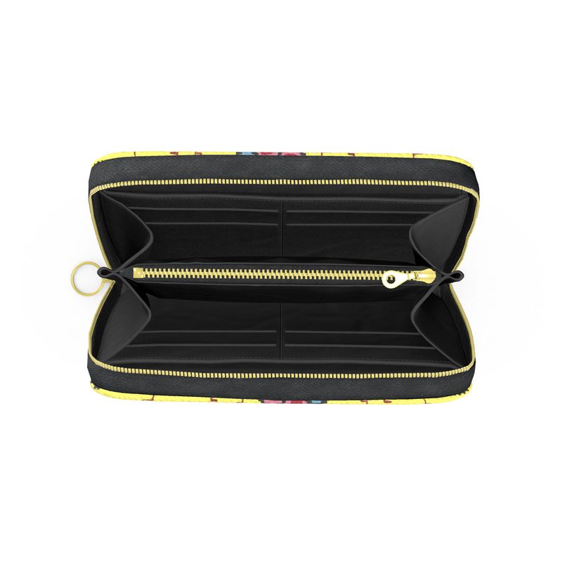 Golden Relic Leather Zip Wallet Embroidered Floral Edition