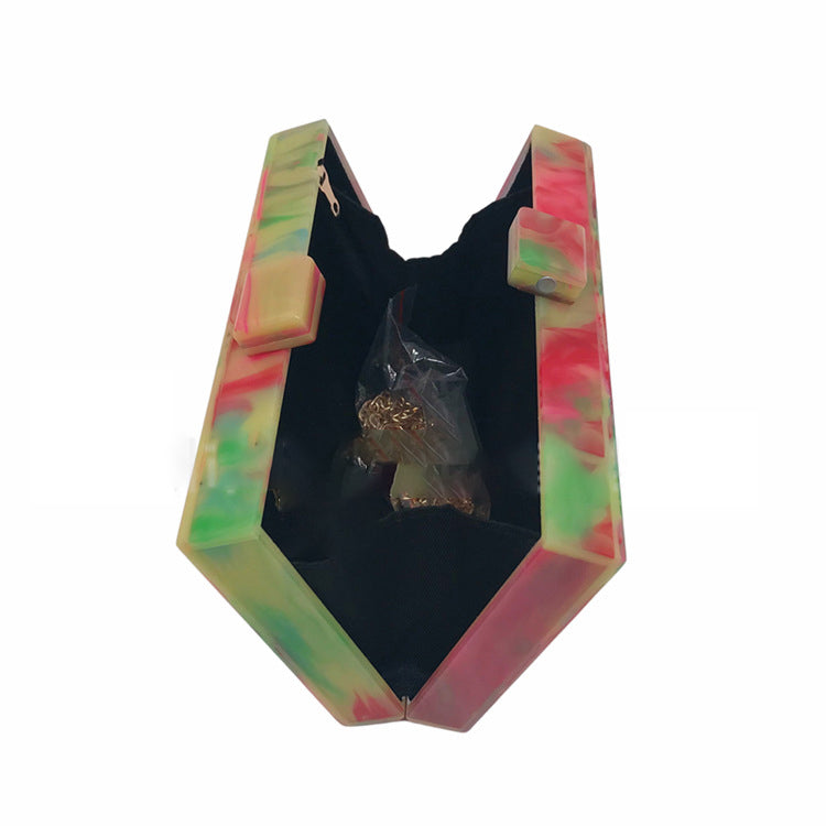 Marbled Acrylic Mini Box Clutch Handbag