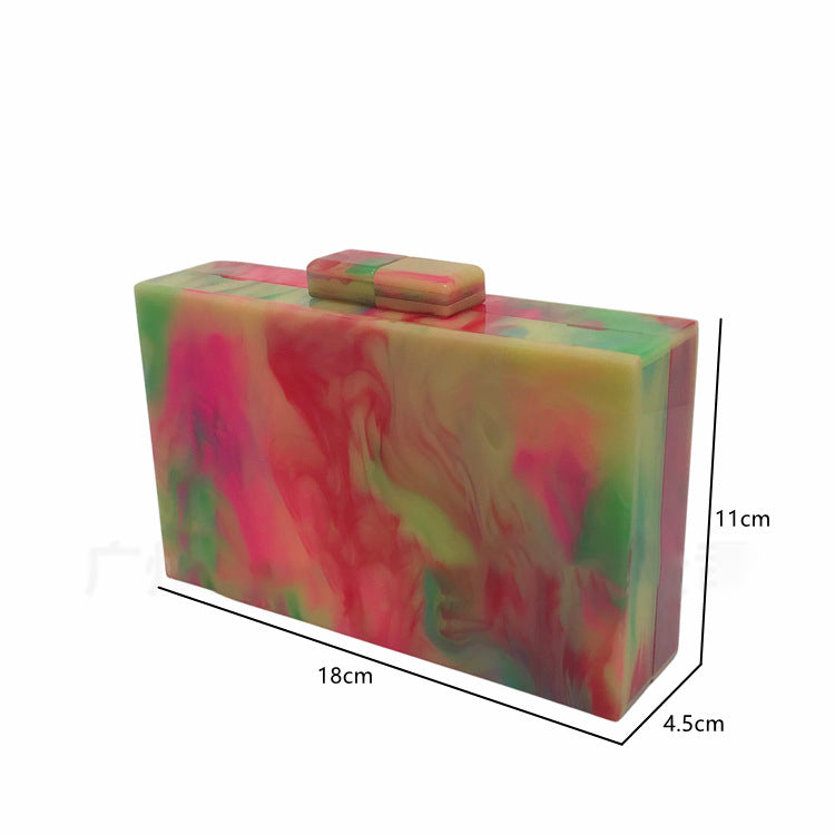 Marbled Acrylic Mini Box Clutch Handbag