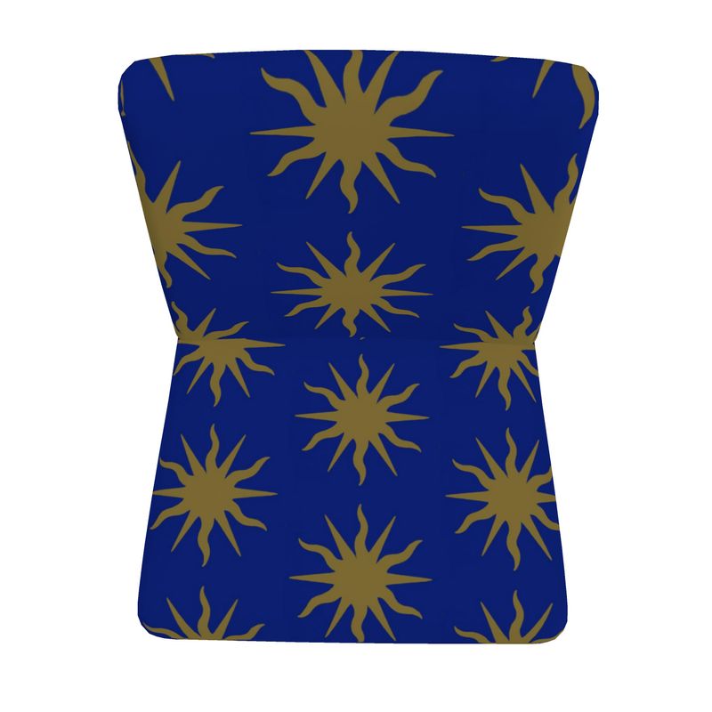 Gothic Bronze Sun Motif Blue Velour Occasional Chair