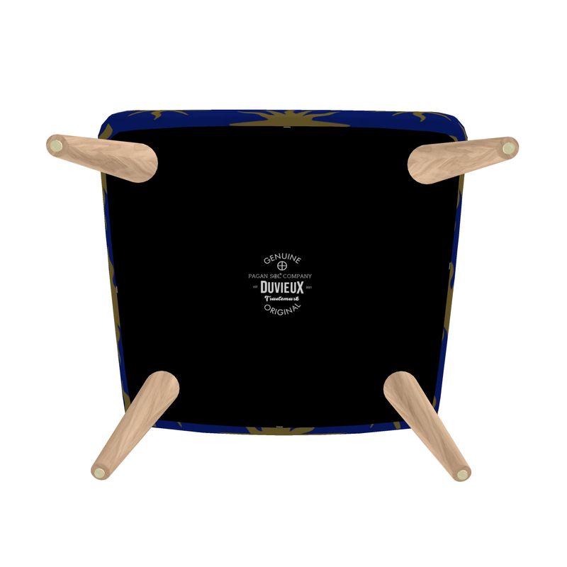 Gothic Bronze Sun Motif Blue Velour Occasional Chair