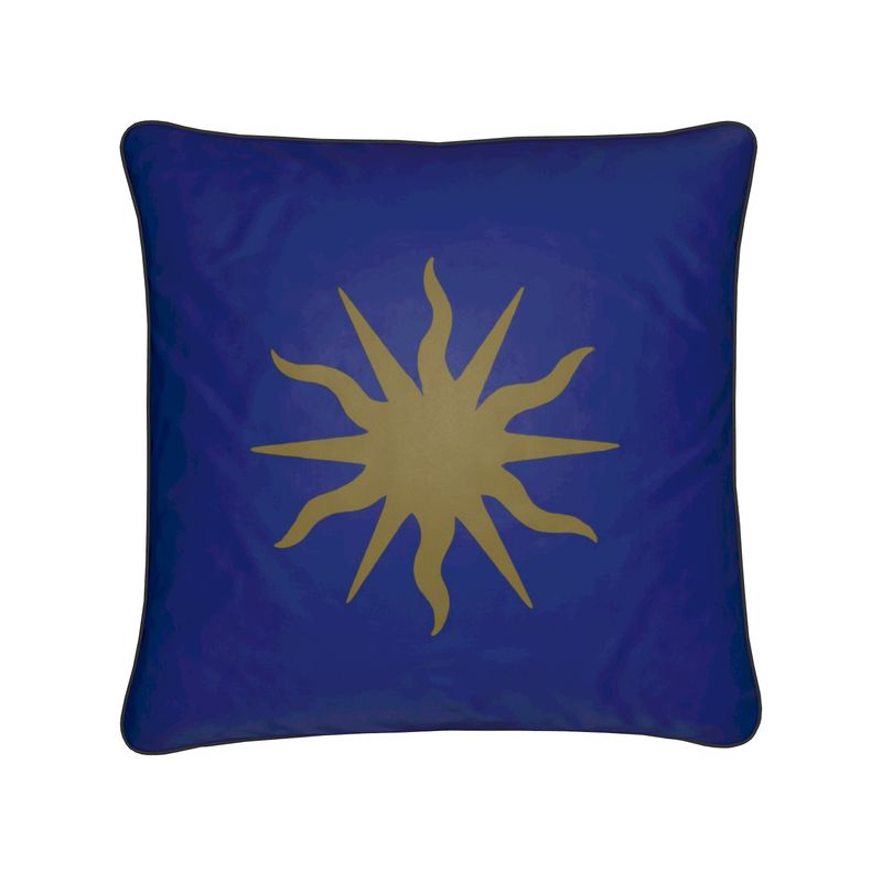 Gothic Bronze Sun Motif Blue Cushions