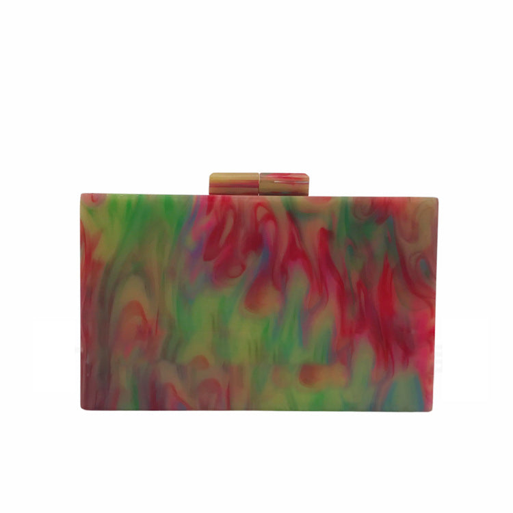 Marbled Acrylic Mini Box Clutch Handbag