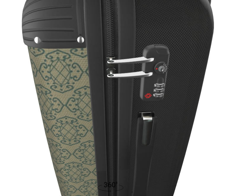 Gothic Scroll Green Ivory Carry-On Suitcase