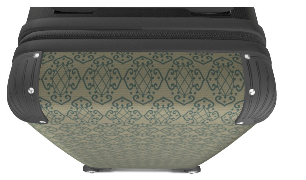 Gothic Scroll Green Ivory Carry-On Suitcase